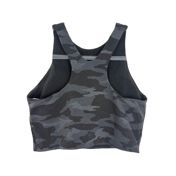 ATHLETA Conscious Crop Sports Bra M Camo Black Removable Cups Med Impact EUC B14 - Picture 3 of 6